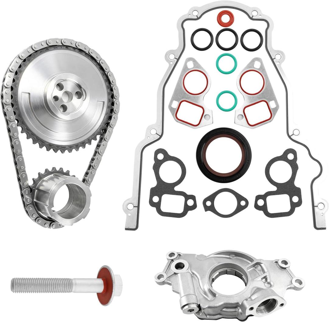 LS High Volume Oil Pump Timing Chain Kit w/Gaskets M295HV for 1997-2019 Chevy Silverado 1500/Tahoe/Suburban, GMC 4.8L 5.3L 5.7L 6.0L,LS1 LS2 LS3 L96 LM7 LR4 LQ4 Gen 3 4 V8 Engine Replaces 12696357