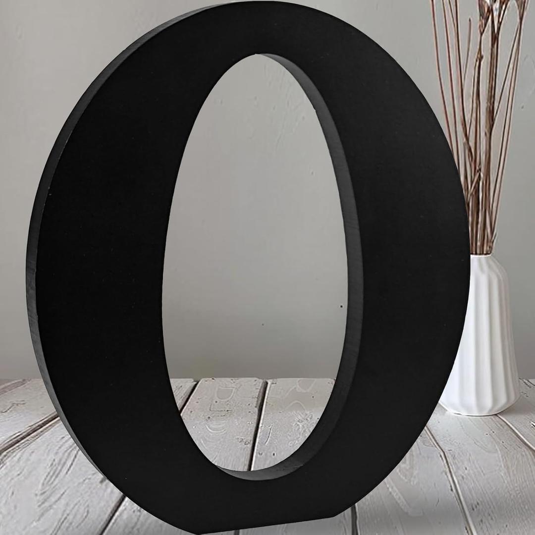 AOCEAN 12 inch Black Wood Letters Unfinished Wood Letters for Halloween Decorative Standing Letters Slices Sign Board Decoration for Craft Home Party Projects (O)