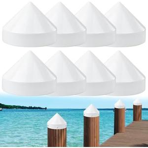 JYINCPED 8.5 Inch Cone Piling Cap for Dock,Marine Pylon Cap for Dock Post Pole Pipe Head,Dock Pylon Cover Caps for Marine Boat, Floating Docks, Piers, White