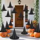 29 IYEBRAO 15 Pcs Halloween Decorative Witch Hats, Thick Black Witch Hats Bulk, With 147 FT Rope Hanging Witch Hat, Halloween Outdoor and Indoor Decoration Party Supplies, Witch Costume Accessories