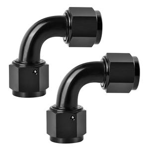 EVIL ENERGY 4AN Female to 4AN Female 90 degree Swivel Coupler Fitting Union Adapter Aluminum Black 2PCS