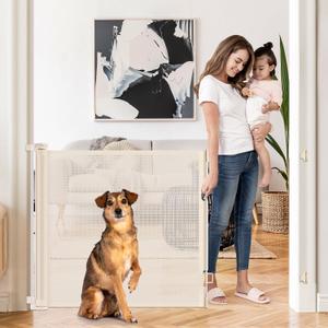 Retractable Baby & Dog Gate - Extends Up to 55" Wide Mesh Gate for Indoor & Outdoor Use, Beige ((33" Tall x 55" Wide))