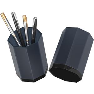 HIIMIEI Desk Pen Holder - Octagonal Pencil Holder with 10mm Base, Idea Gift for Family and Friends - 2pcs (Gray)