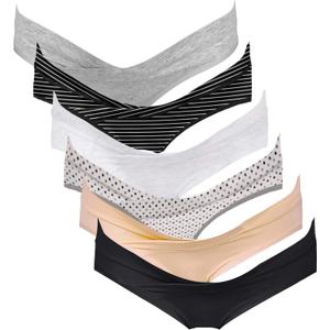 Intimate Portal Cotton Maternity Underwear Under the Bump Pregnancy Postpartum Bikini Panties (Medium, 6- Pack Inspiration)