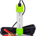 18W 45W DC 12V Green IP68 Waterproof Aluminum Super Bright LED Fish Bait Submersible Dock Underwater Fishing Light Attractants For At Night Snook Crappie With Battery Clamps Cigarette Lighter Plug (45w, 17 ft Wire, Only Battery Clips, Green)