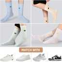 Corlap Women's Cotton Crew Calf Socks - 5 Pairs Ankle High Dress Casual Socks, Fun Cute Heart Gifts for Mom Mother