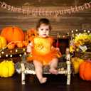 2 x Sweet Little Pumpkin Banner, Fall Theme Little Pumpkin Bunting Sign for Baby Shower Kids' Birthday Thanksgiving Party Decorations Supplies, Rose Gold Glitter