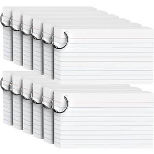 600 Count White Index Cards 3x5 Inch with Ring, Heavy Weight Flash Cards, Note Taking Supplies, Portable Note Cards, Study Flashcards for Students & Teachers, Office Home School Study Supplies