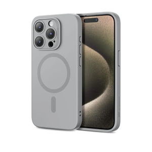 ESR for iPhone 15 Pro Max Case with MagSafe, Supports Magnetic Charging, Slim Liquid Silicone Case, Shock Absorbing, Screen and Camera Protection, Cloud Series, Grey