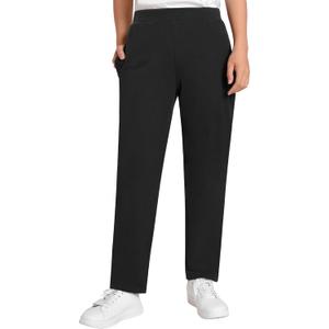 Weintee Women's Petite Pull On Pants with Elastic Waist (X-Large Petite, Black)