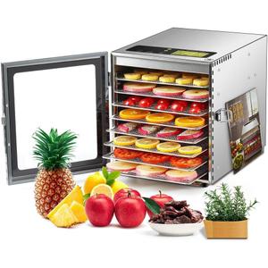 Food-Dehydrator Machine 8 Stainless Steel Trays, 500W Jerky Dehydrator for Meat, 190F Mushroom Dryer, 24H Timer Fruits Dryer for Herbs, Veggies, Yogurt & Dog Treats (8 trays)