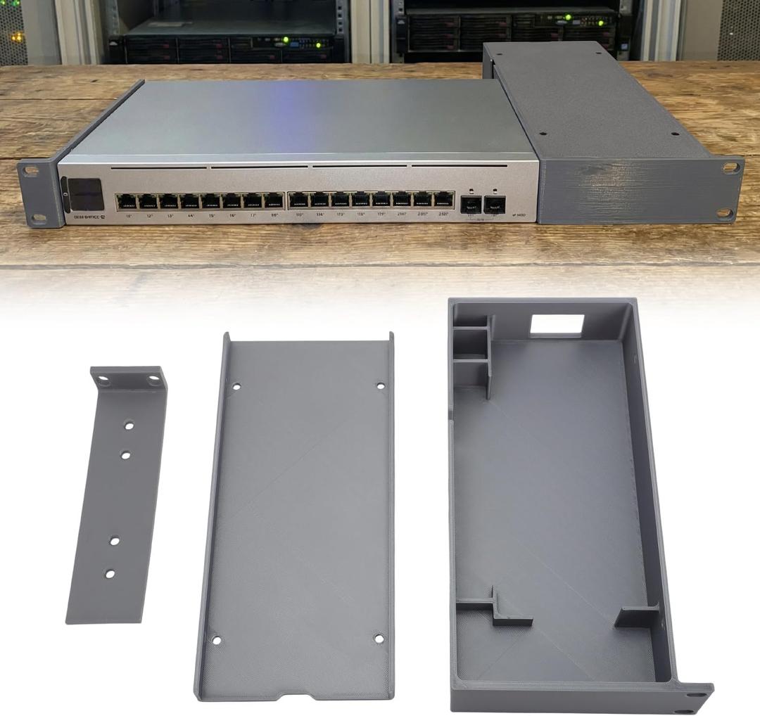 1U 19" Rack Mount with PSU Tray, Compatible with Ubiquiti UniFi USW-Pro-Max-16-PoE Network Switch, Ventilated Bracket