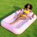 SLOOSH Inflatable Tanning Pool Lounger Float, 70" x 46" Pool Floats Adult with Pillow, 4 in 1 Suntan Tub Raft Floatie,Sunbathing Bed Lounge for Water Blow Up Ball Pit Party Gifts