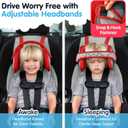 NapUp Adjustable Head Support for Car Seat Patented & Crash-Tested Anti-Bobbing Head Holder Strap, Comfortable Sleep Solution - Breathable Fabric, Kids Travel Accessories - Ages 2+ - Red