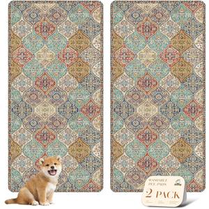 nunubaby Washable Pee Pads for Dogs, Stylish, Non-Slip and Leak-Proof Pee Pads. Reusable Potty Pads for Dogs for Crates and Floors.(Cream/Multi, 36" x72" )