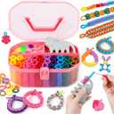 FUNiOi Kids Art and Craft Kit, Rubber Band Bracelet Make Toy, Cat Weaving Comb, 1000+ Colorful Hair Ties, DIY, Organizer Case, Gift for Girls 7-12 Years