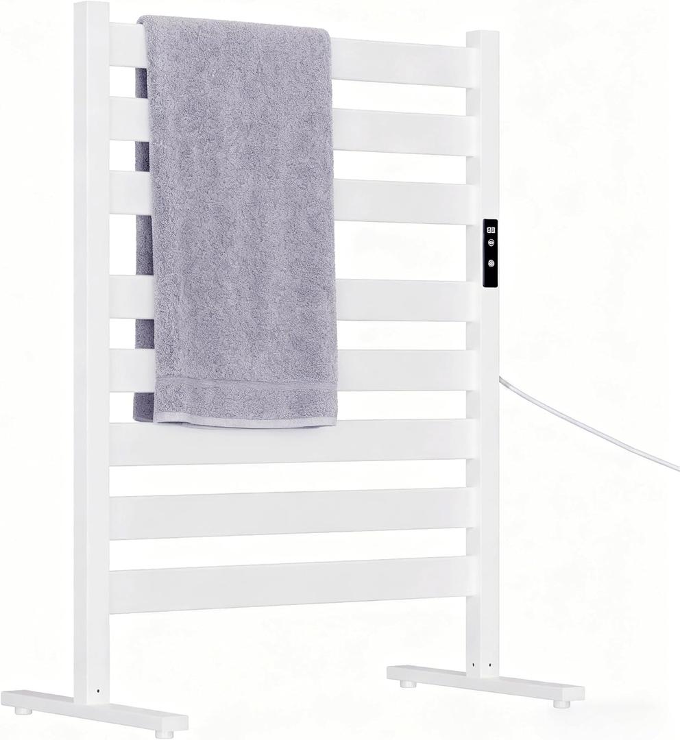 Towel Warmers for Bathroom, Heated Towel Racks for Bathroom, with Timer and Temperature Adjustment, Overheat Protection Function, Freestanding Towel Warmer. Suitable for Bathroom, Bedroom (White 8 Bar)