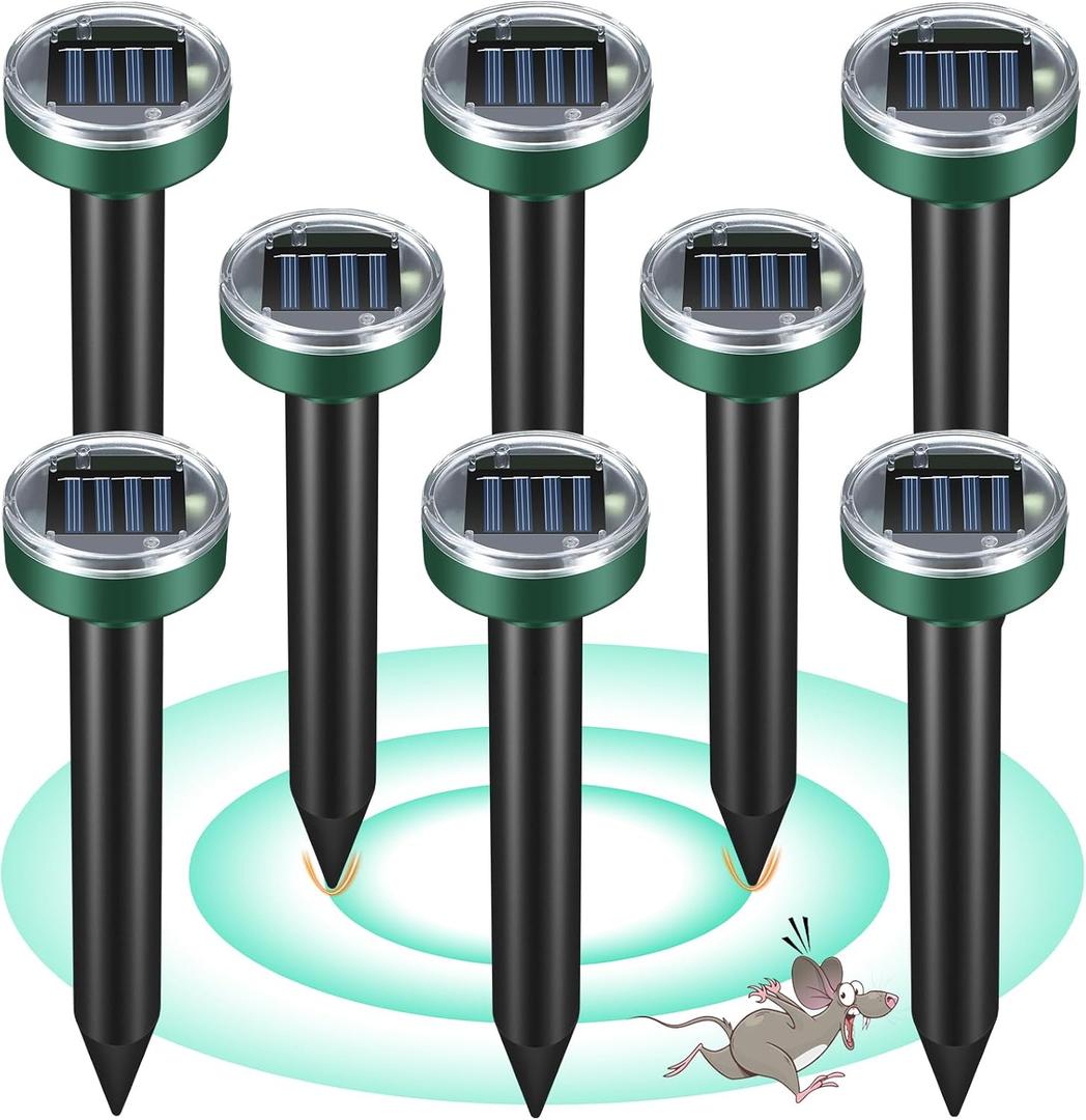 Mole Repellent for Lawns - Ultrasonic Gopher Repellent Solar Powered for Garden,Yard - Waterproof Sonic Mole Spike for Snake,Chipmunk,Outdoor Pest Control Vole Deterrent