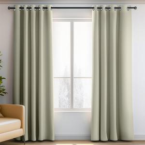 ORINOVA Kitchen Thermal Insulated Blackout Room Darkening Curtains 72 Inches Long for Bedroom Living Room Grommet Natural Curtains 42x72 Inches Long 2 Panels