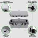RESTMO Outdoor Electrical Box, IP54 Weatherproof Extension Cord Cover with 6 Cable Entry Ports, Waterproof Connection Box Protect Power Strip, Timer, Plug (11.5x5.2x4 inch), Light Gray
