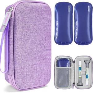 3 x Medineed Custom-Fit Travel Case for 2 Zepbound Pen, TSA Approved | 2PCS 80g Reusable Ice Pack, Fits Opened and Sealed Pen, Insulated Tirzepatide GLP-1 Medicine Organizer, EVA Shock-resistant