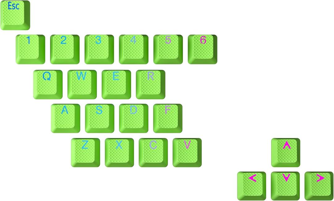 Ranked Rubber Keycap Set | Double Shot Translucent | OEM Profile for Mechanical Gaming Keyboard (Neon Green, 23 Keys)