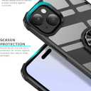 Ring Kickstand Clear Phone Case for iPhone 15 Plus (6.7 Inch),Drop Protection Slim Protective Shell Cover,Flexible Bumper + Hard Back + Ring Stand Fits Magnetic Car Mount,Black