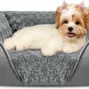 INVENHO Small Dog Bed Rectangle Washable Orthopedic Soft Calming Sleeping Durable Pet Cuddler with Anti-Slip Bottom (S(20"x 19"x 6"), Light Grey)