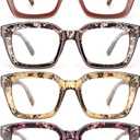 miyya Oprah Style Reading Glasses for Women, Cheaters Eyeglasses, Oversized Blue Light Readers, Fashion Eye Glasses (M2 6 Pack Mix)