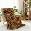 Hahafelt Winter Brown Leopard Print Blanket 60 x 80 Inch Warm Super Soft Cozy Flannel Fleece Fluffy Plush Cheetah Throw Blanket Lightweight Gifts for Bed Sofa Office Couch Camping All Seasons