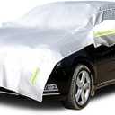 Half Car Cover All Weather Car Body Cover Sunshade Cover Snow Cover Waterproof Snowproof Universal 210D Oxford Fabric (Fit MPV/SUV Length 185'' to 195'')