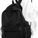 PAUBACK Black School Backpack for Girls Women Waterproof High School Book Bag Cute Backpack for Men Teens Boys, Lightweight Simple Middle School Back Pack Daypack