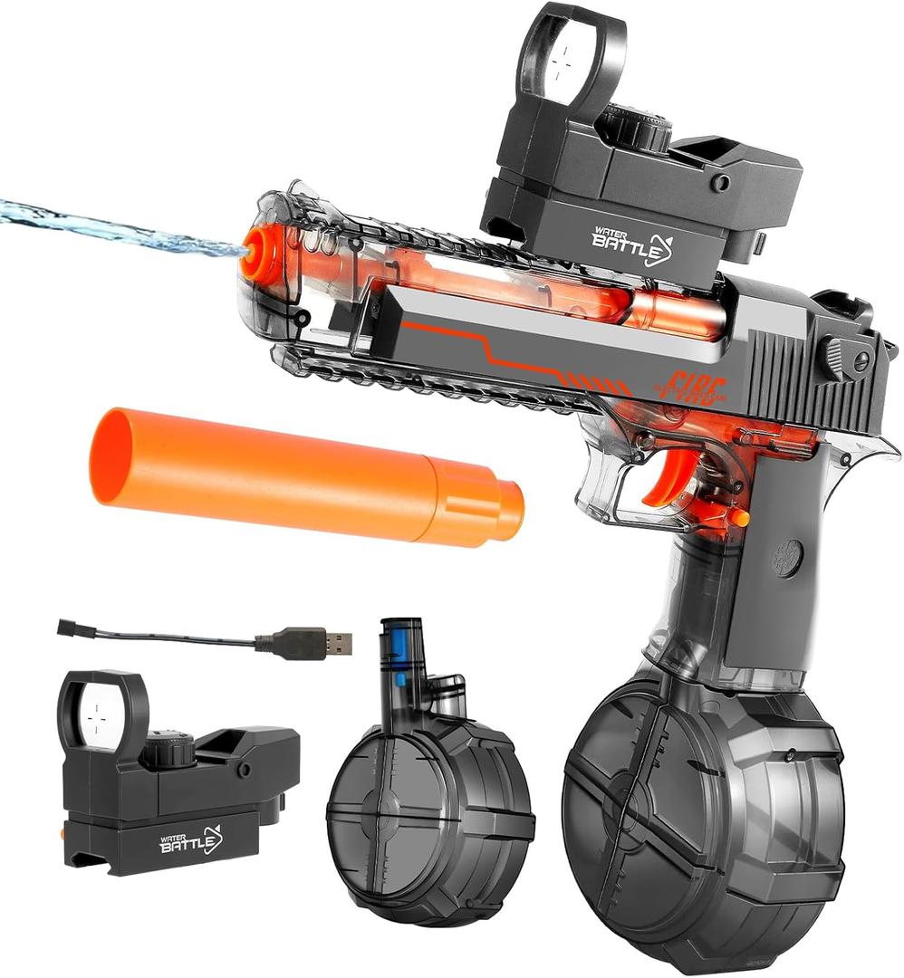 Electric Water Gun, Water Guns for Adults and Kids, Automatic High Power 500ml Squirt Gun, Long Range Water Gun Summer Water Toys for Boys Girls Pool Party Beach Outdoor Grey