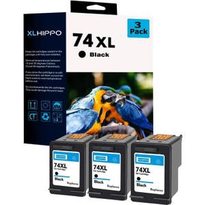 74 Ink Cartridges Replacement for HP 74 Black Ink Cartridges for HP PhotoSmart C4480 C4280 C4200 C4580 C5280 DeskJet D4260 D4360 OfficeJet J6480 J5780 Printers (3 Pack 74XL Black)