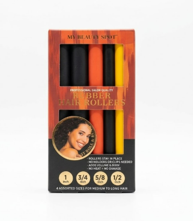 My Beauty Spot Flexi Rods Foam Hair Rollers 1" Diameter Professional Salon Quality 10 Pcs Rubber Hair Rollers for Long, Medium and Short Hair (Blue)