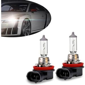 Pack-2 Car H11 Halogen Bulbs, 55W 12V Quartz Lamp, Super Bright Beam Low/High Beam Fog Light Replacement, All-in-one Plug and Play Bulb, Universal Lighting Accessories for Cars (White Light)