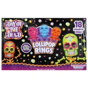 2 x Halloween Day of the Dead Sugar Skull Lollipop Rings,7.61 ounce, Box of 18