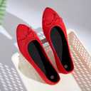 Shupua Women's Flats Black Flats Shoes Pointed Toe Ballet Flats Comfortable Bow Girls Flats Dressy (10, Red)