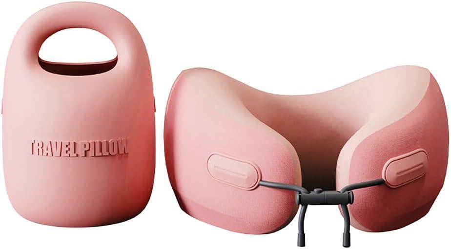 PIXIE MOOD Every Think Travel and Airplane Neck Pillow, Memory Foam, Support, Neck, Head Chin - Soft, Lightweight, Washable, Easy-to-Carry (Pink)