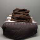 Comforter Set, 1 Comforter( 80in x 82in), 2 Bed Sheets, 2 Big Pillows, 1 Small Pillow, Brown 