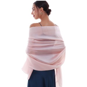 Women Shawls and Wraps for Evening Dresses Like Chiffon Silk Scarf Formal Silky Pashmina Shawls for Weddings, Pink