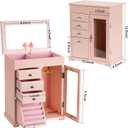Miratino Musical Jewelry Box for Girls, Kids Jewelry Box with Spinning Dancer, 5 Layer Large Wooden Music Jewelry Boxes & Organizers Gifts for Little Girl Toddler Christmas Birthday(Pink)