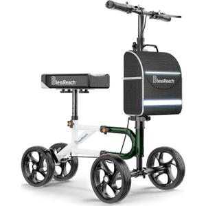 BlessReach Lightweight Knee Scooter for Adults for Foot Injuries,Knee Pad
300lbs Foldable Leg Knee Scooter, 8'' Rubber Wheels, Dual Brake, Adjustable Height, Crutch Alternative for Ankle, Green