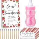 Roowest 512 Pcs Baby Shower Games Guess How Many Pacifiers Sign 100 Small Guessing Games 10 HB Pencils 750ml Milk Bottle 400 Acrylic Pacifiers Decoration for Guest Gender Reveal (Pink,Strawberry)