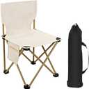 Folding Camping Chair for Small Man, Portable Outdoor Backpacking Chair for Fishing, Hiking, Picnic, Camping, Beach, Ultralight Compact Camping Chair with Carry Bag, 23" D x 14.2" W x 14.2" H (Beige)