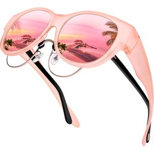 URUMQI Sunglasses Over Glasses Women, Polarized UV400 Protection Fit Over Glasses Sunglasses for Women Round Cat Eye