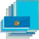 50 Pack Colored Stationery Set, 5 Colors #10 Business Envelopes, 50 Sheets 8.5x11 Paper Sheet and Gold Stickers for Office, Letters, Invitations (Blue)