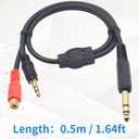 Duttek 1/4 to 3.5mm and RCA TRS Stereo Audio Cable, 2 in 1 6.35mm 1/4 Male to 3.5mm 1/8 Male and RCA Female Audio Cable for Speaker, Guitar or AV Receiver 1.65FT/50cm