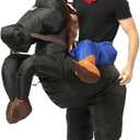 FUNNY COSTUMES Inflatable Riding Horse Costume,Blow Up Suit,One Size Fits Most Adults for Party,Halloween,Carnival (Black)