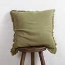 ATLINIA Decor Throw Pillow Cover - 18x18 Inch Linen Pillow Cover Decorative Farmhouse Boho Fringe Cushion Cover for Couch Sofa Bed Outdoor Olive